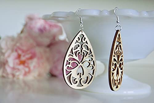 Unfinished wooden earrings