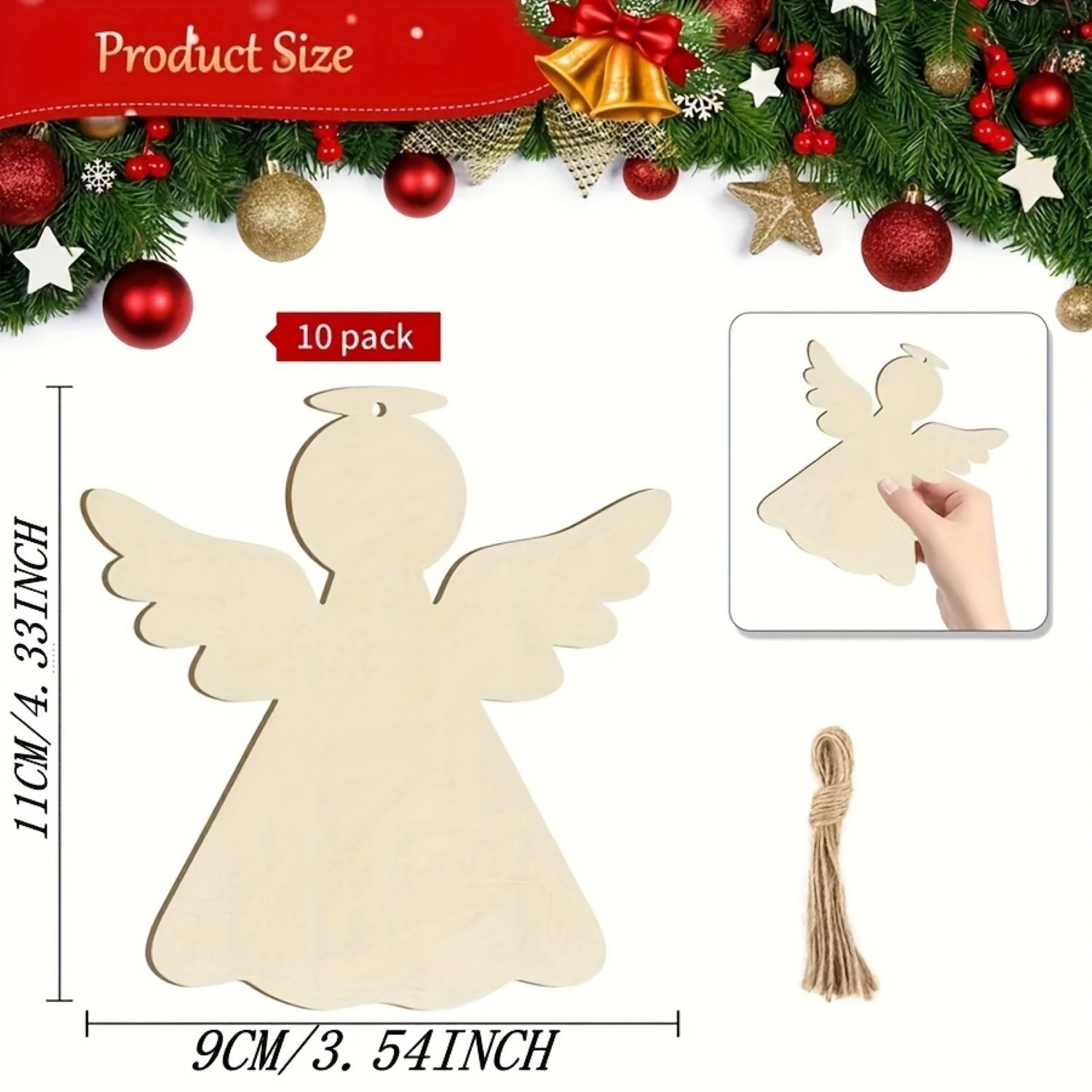 Wooden angel tree ornaments