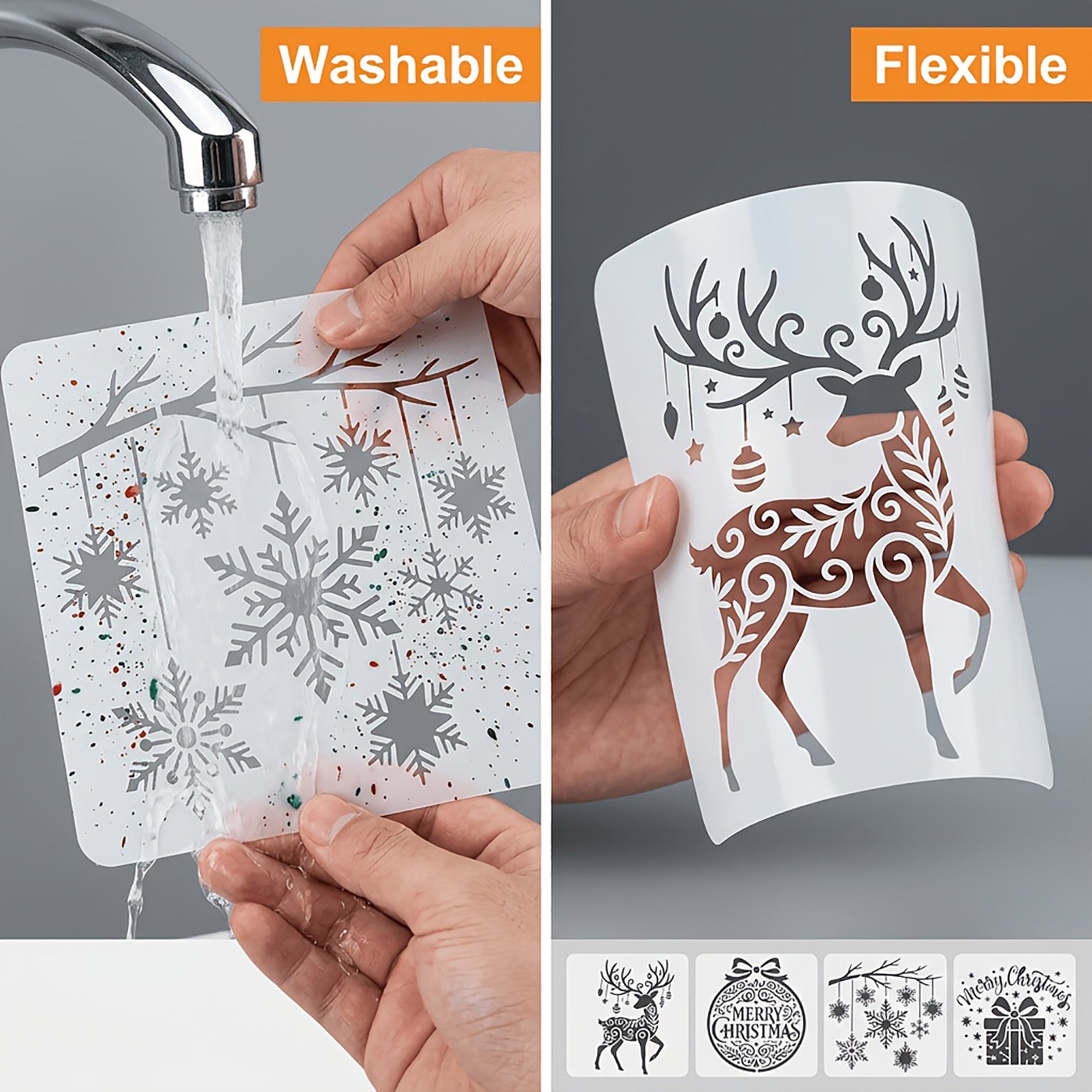 reindeer snowflake stencil for festive painting projects