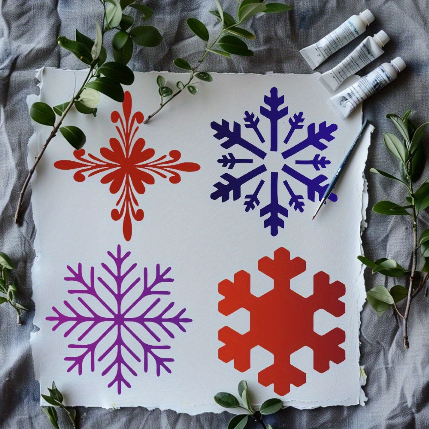 Snowflake stencil templates for wall and window painting
