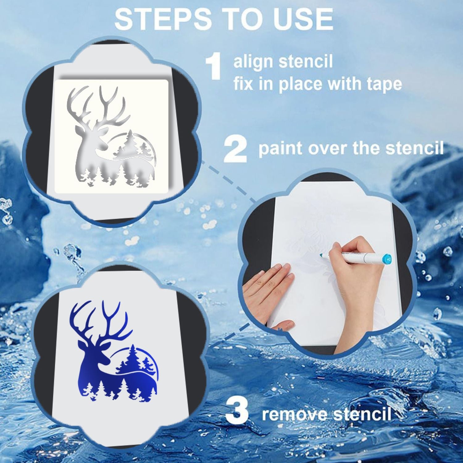 Reindeer art stencil for holiday projects & handmade gifts