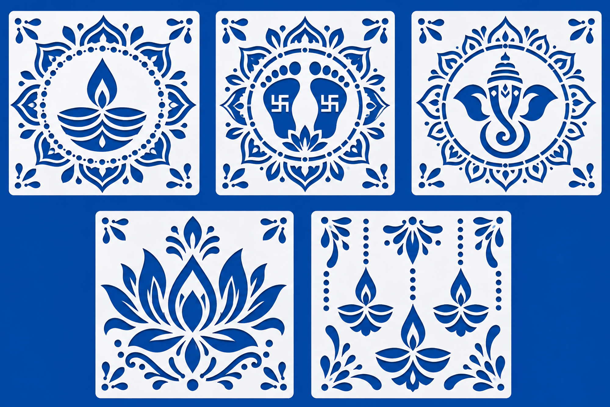 reusable diwali rangoli stencil set