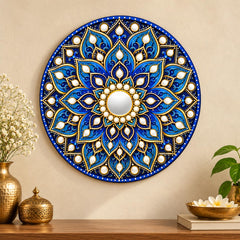 Blue Mandala MDF Wall Hanging Decor for Living Room