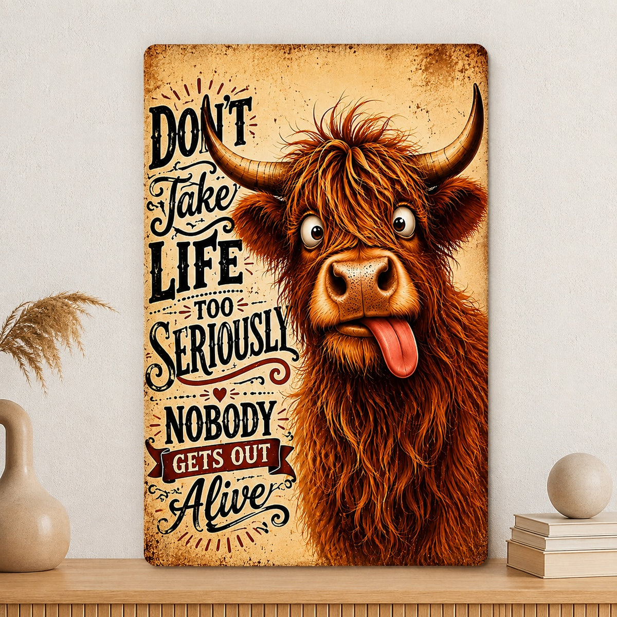 Funny Highland Cow Wall Decor
