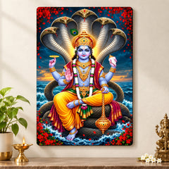 Lord Vishnu Sheshnag wall art painting for home