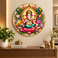 lord ganesha round wall art