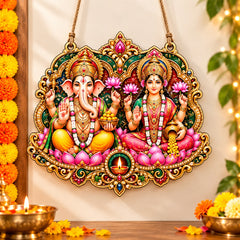 Lakshmi Ganesh wall decor MDF plaque