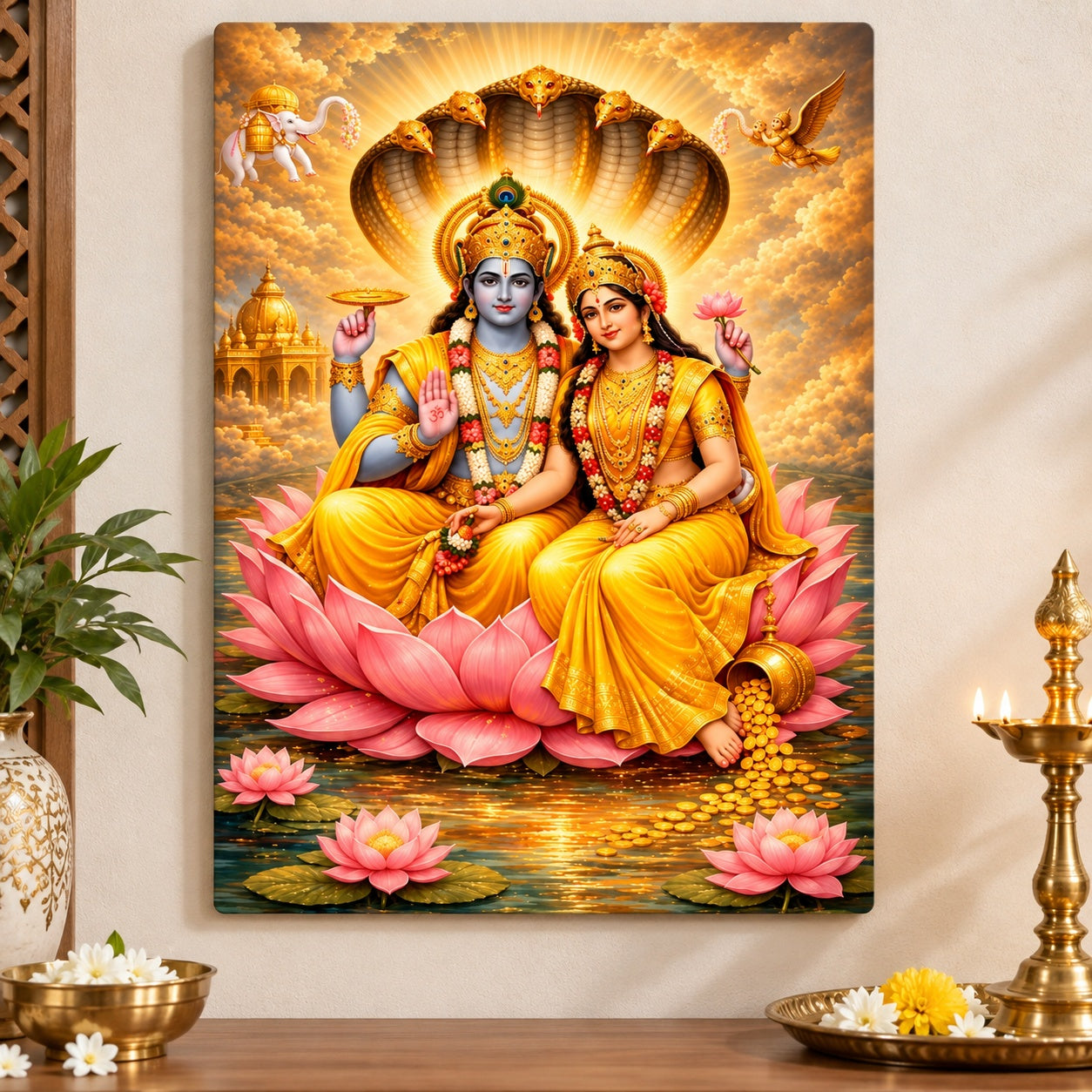Lakshmi Narayan wall art painting divine couple