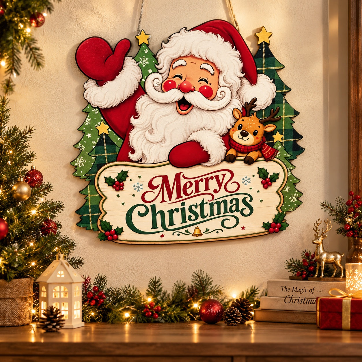 Merry Christmas Santa wall hanging decor