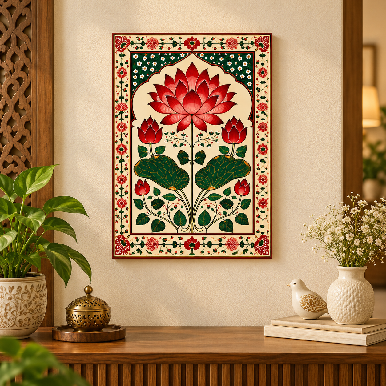 Lotus Pichwai Wall Art