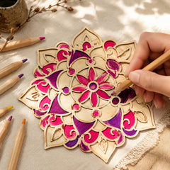 wooden mandala carving coaster for diy art