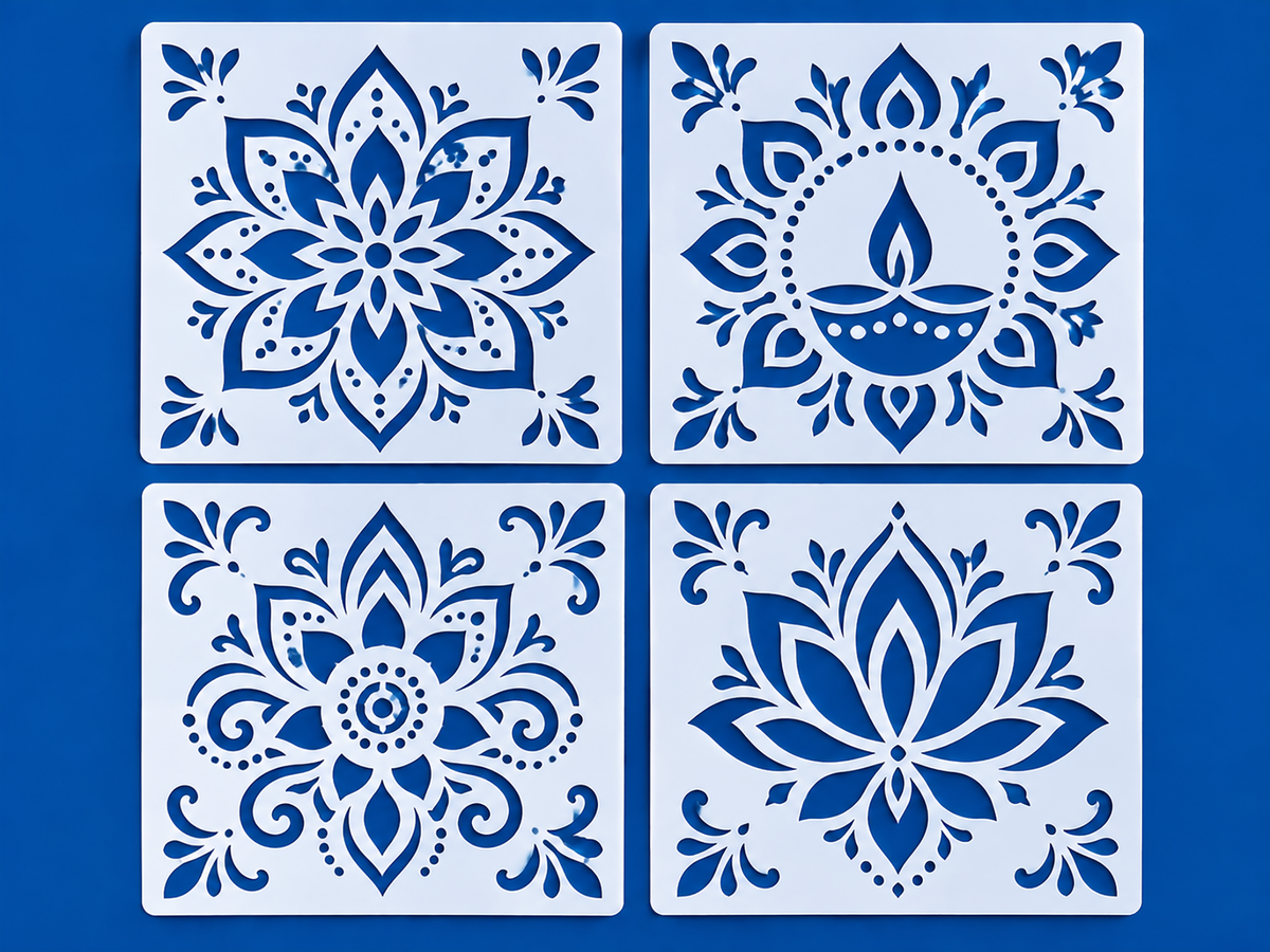 diwali rangoli stencil for floor decoration