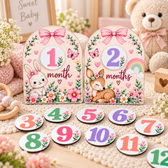 Bunny design baby monthly photo prop board