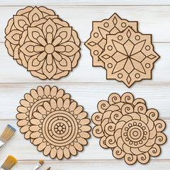 pack of 8 wooden diwali mandala craft cutouts for diy painting