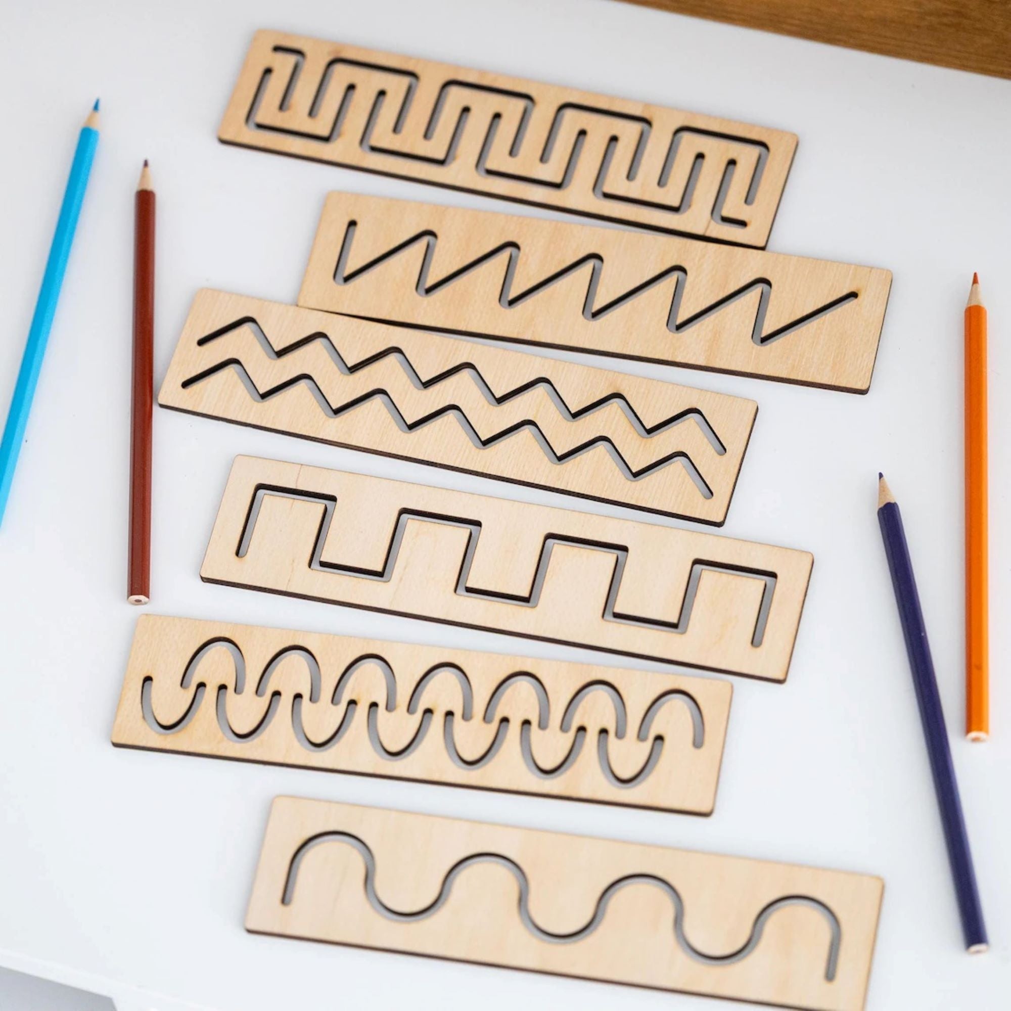 montessori wooden line tracing stencil set