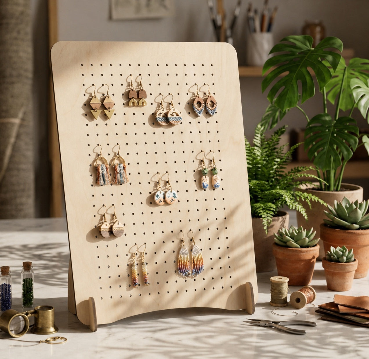 wooden jewelry display stand
