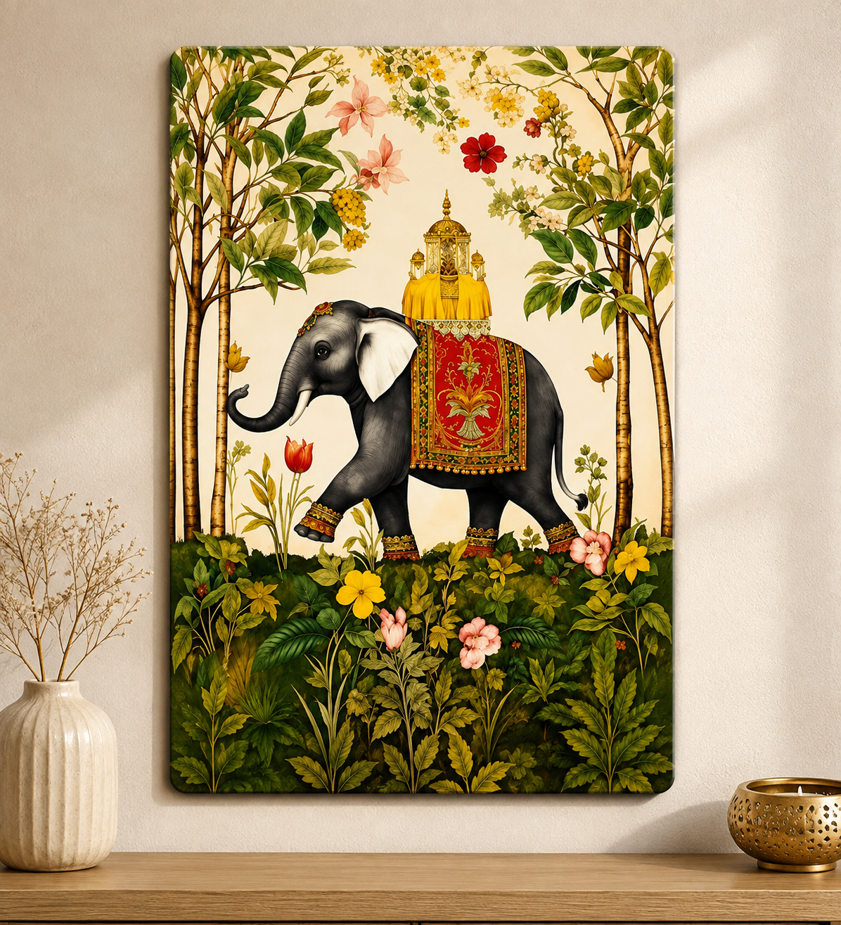 elephant floral wall art for home decor