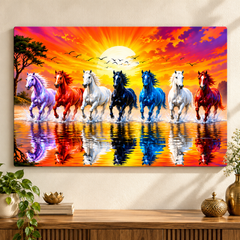 Seven running horses wall art painting for home decor