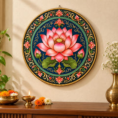 Pink Lotus Mandala Wall Art for Living Room Decor