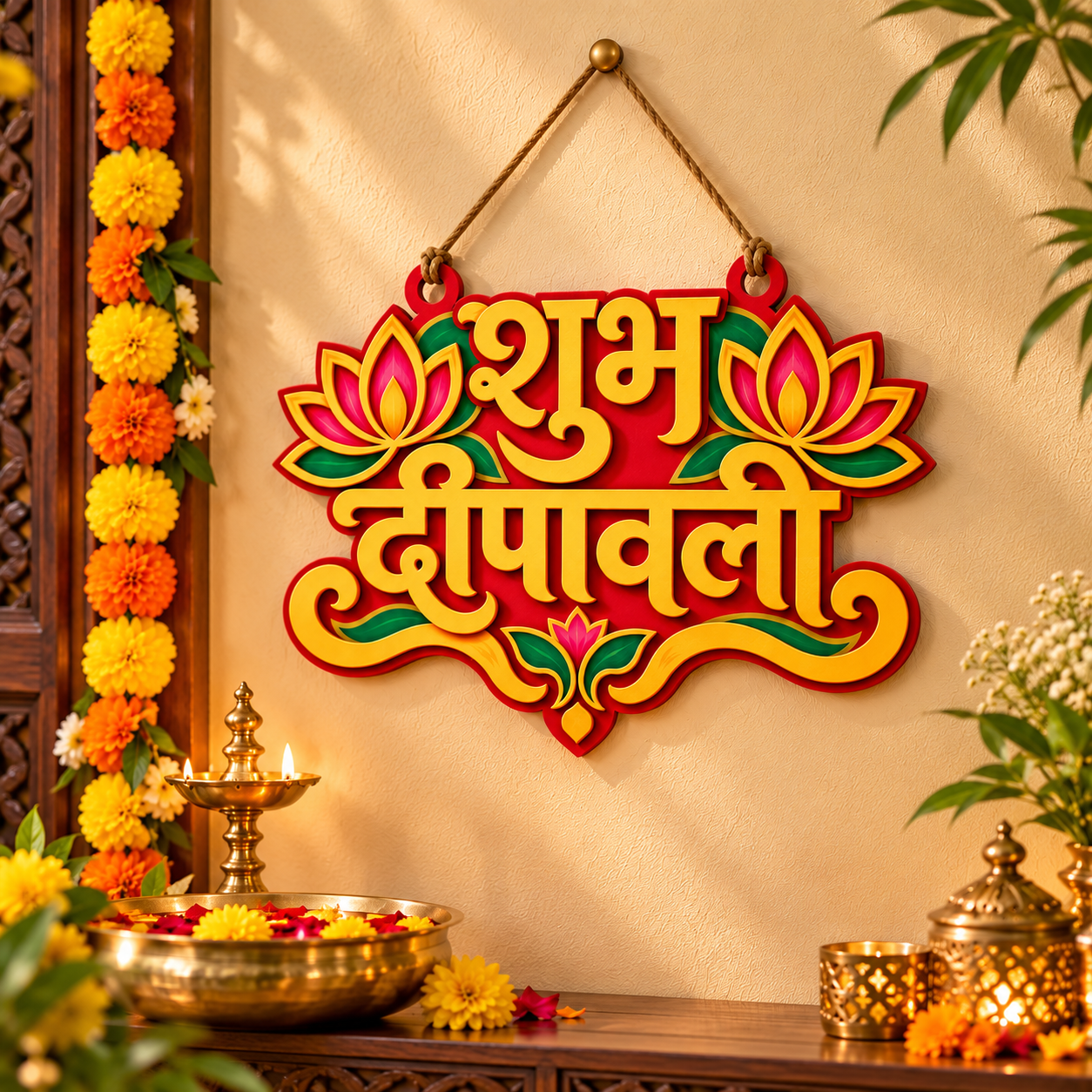 Shubh Deepavali wooden wall hanging