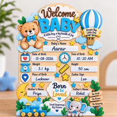Personalized baby birth chart wooden wall decor