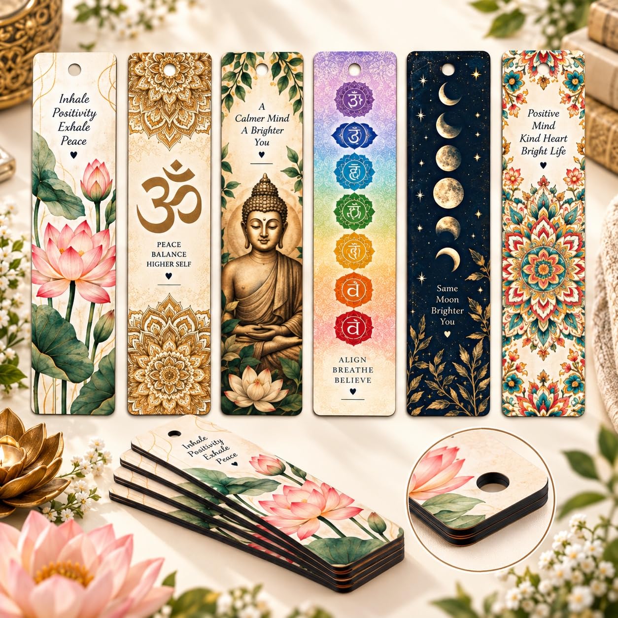 spiritual wooden bookmarks set of 18