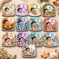 Baby first year wooden milestone cards