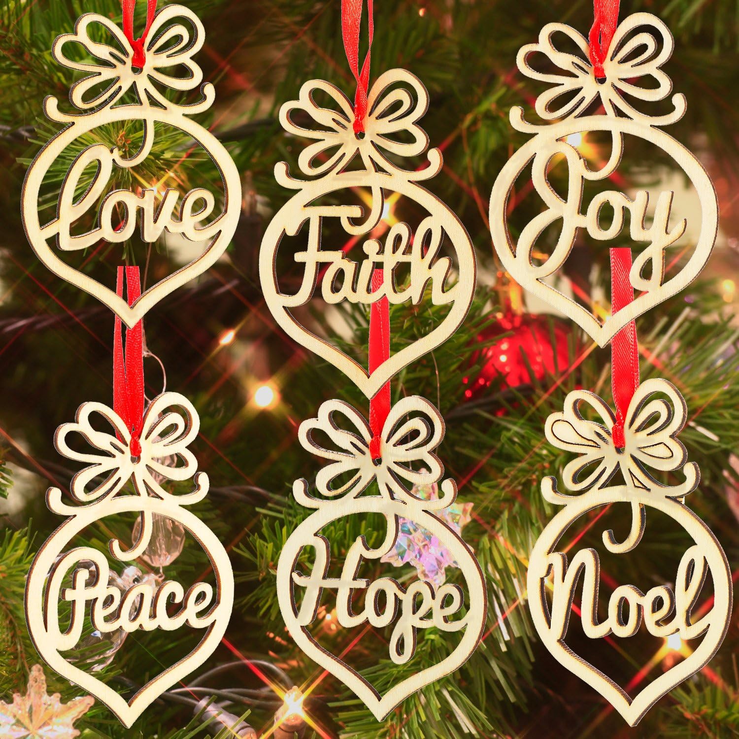 wooden christmas hollow ornaments