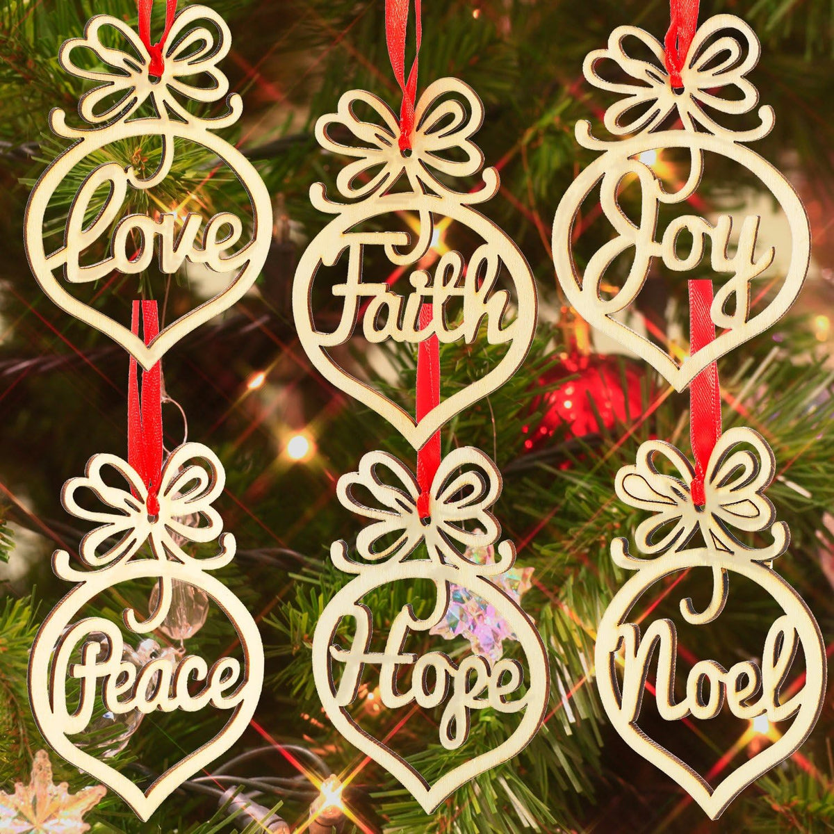 wooden christmas hollow ornaments