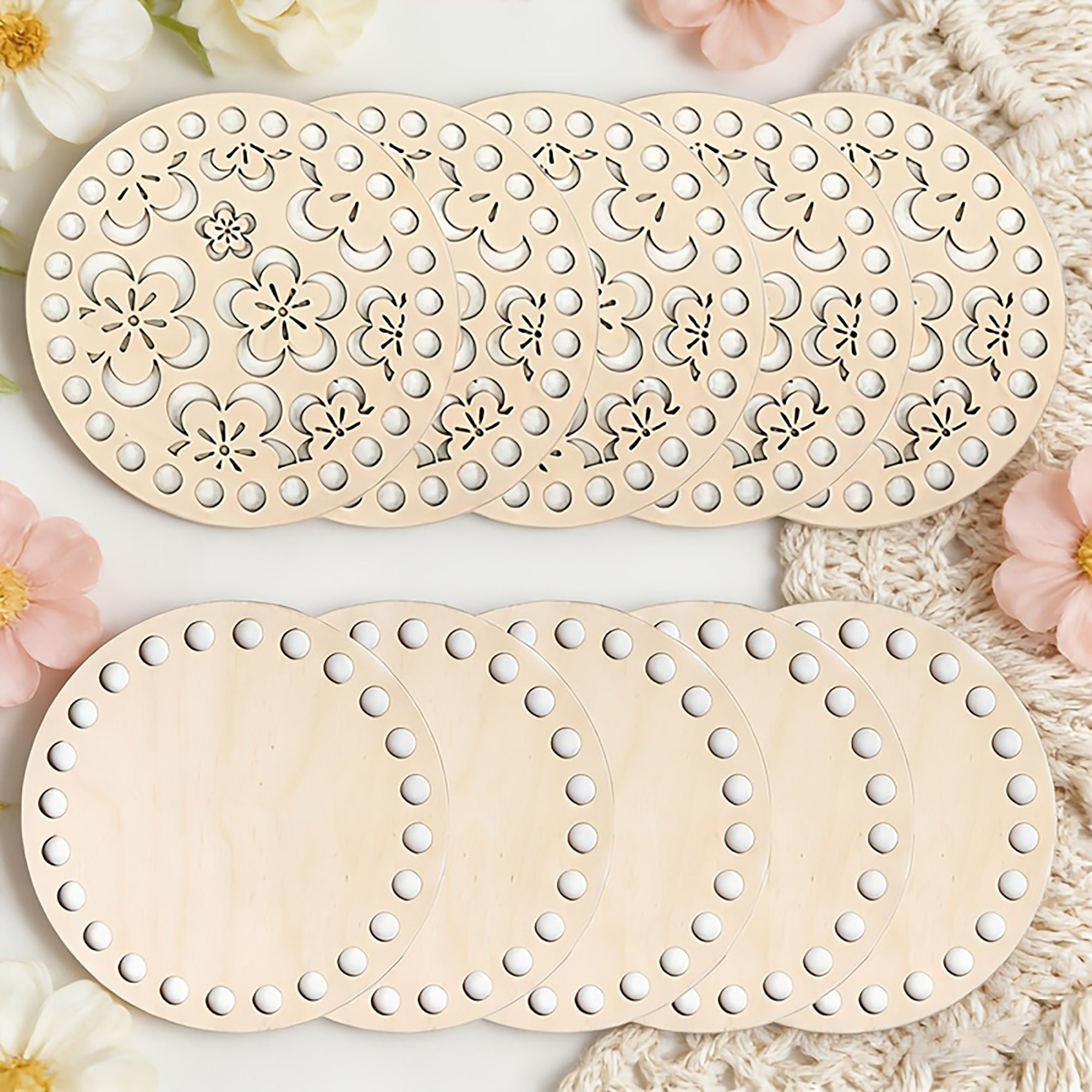 wooden plum blossom crochet basket making set for diwali diy art and craft