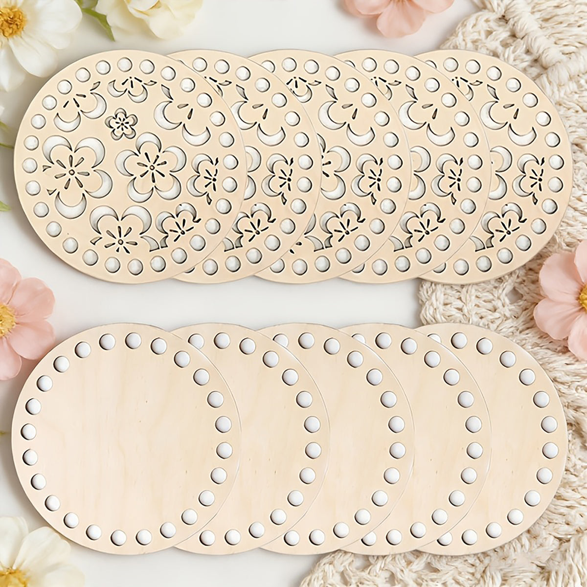 wooden plum blossom crochet basket making set for diwali diy art and craft