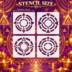 reusable PET diwali stencil templates for geometric rangoli painting
