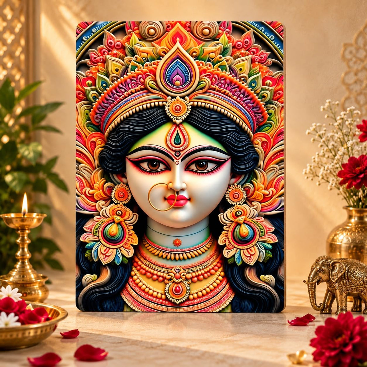 Durga Maa face wall art for home