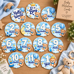 Baby milestone cards set of 14 wooden cards
