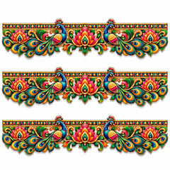 peacock lotus border patti wall decor set of 3