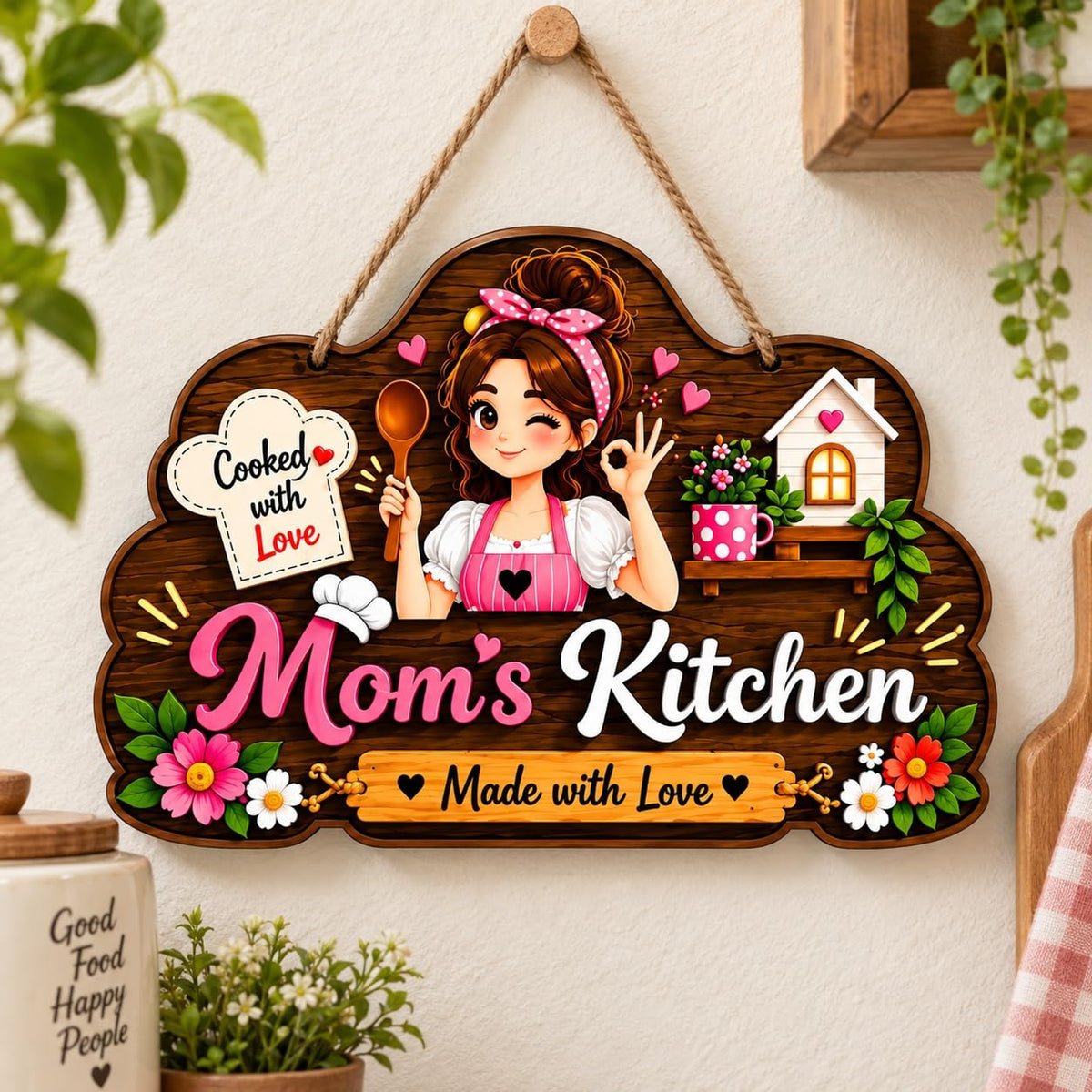 Mom's kitchen wooden wall hanging decor