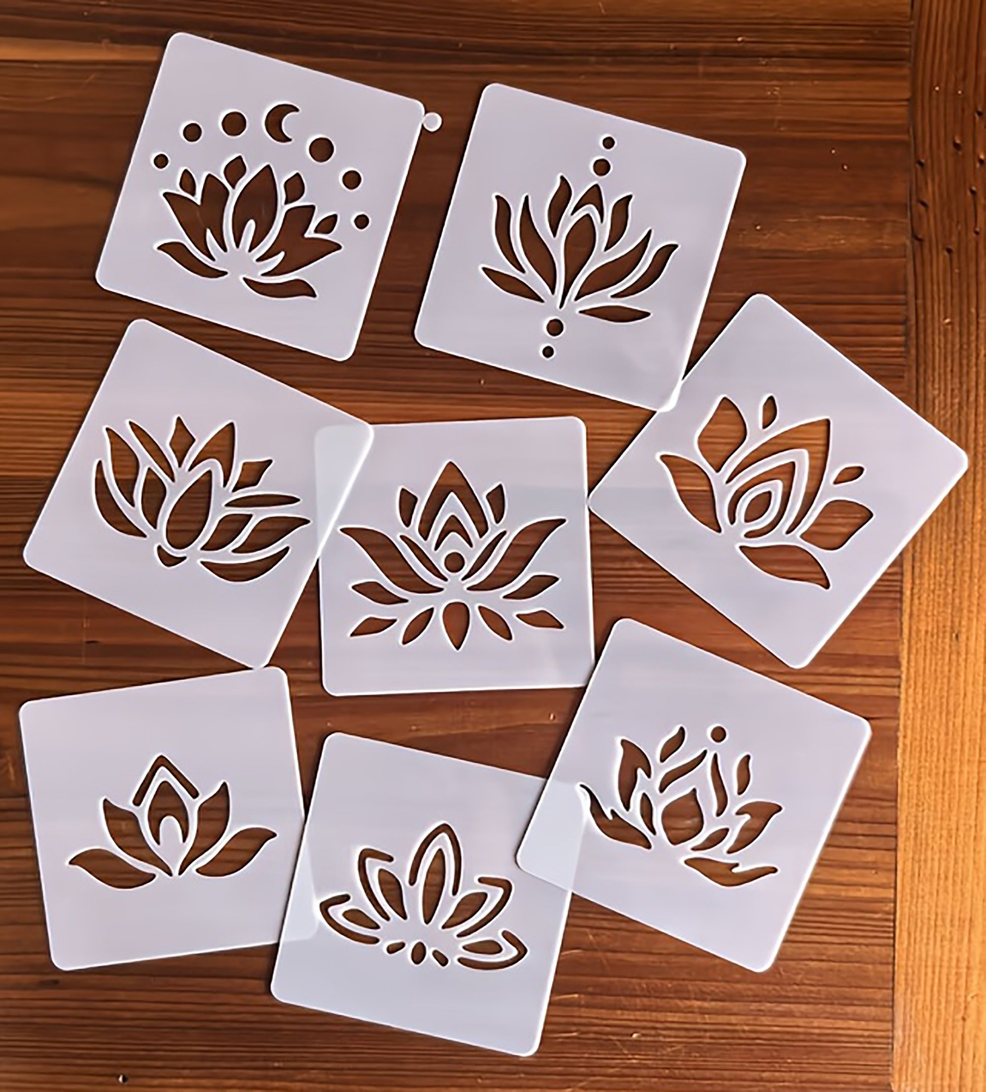 reusable lotus shape templates for diwali decoration on wooden boards and canvas