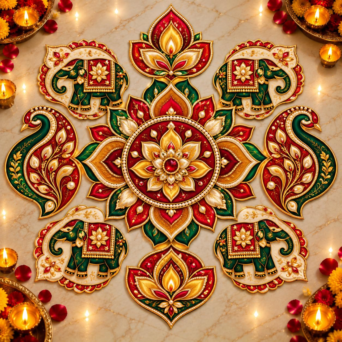 Diwali rangoli decoration set for floor