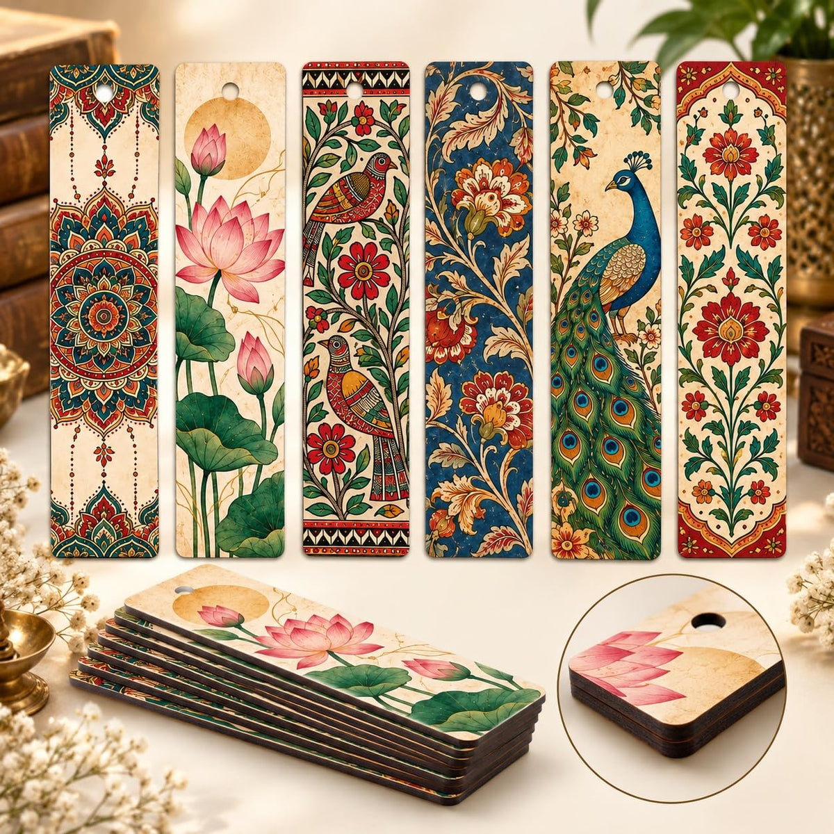 Kalamkari art bookmarks for readers