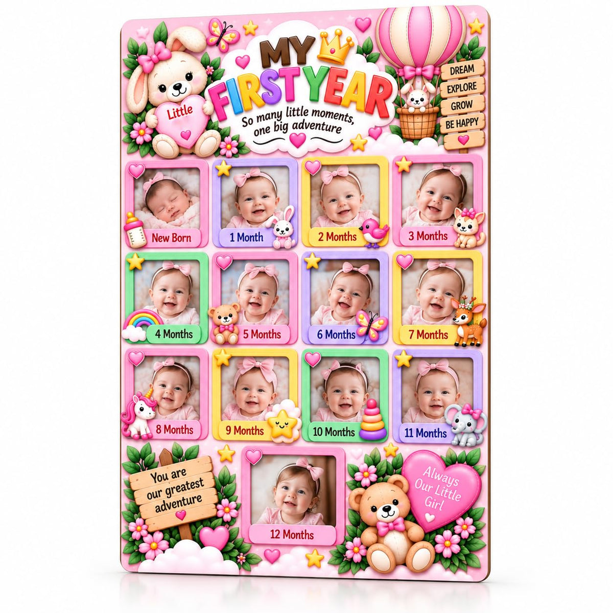 My first year baby photo frame wooden