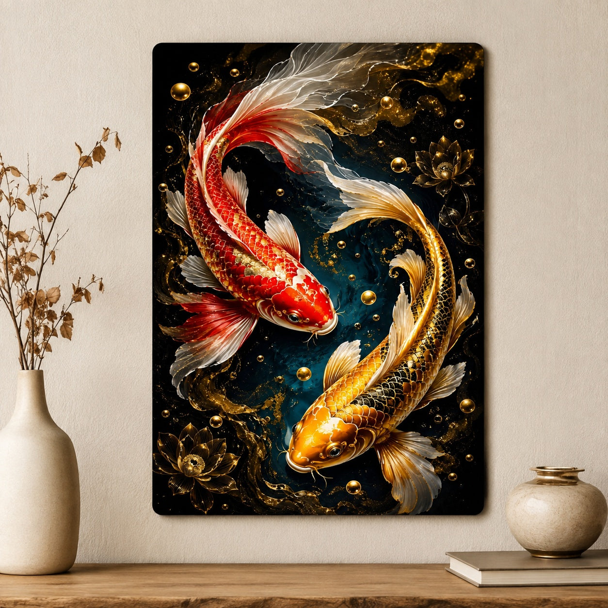 yin yang koi fish wall decor for living room