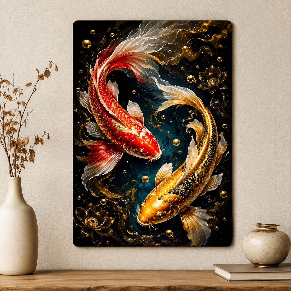 yin yang koi fish wall decor for living room