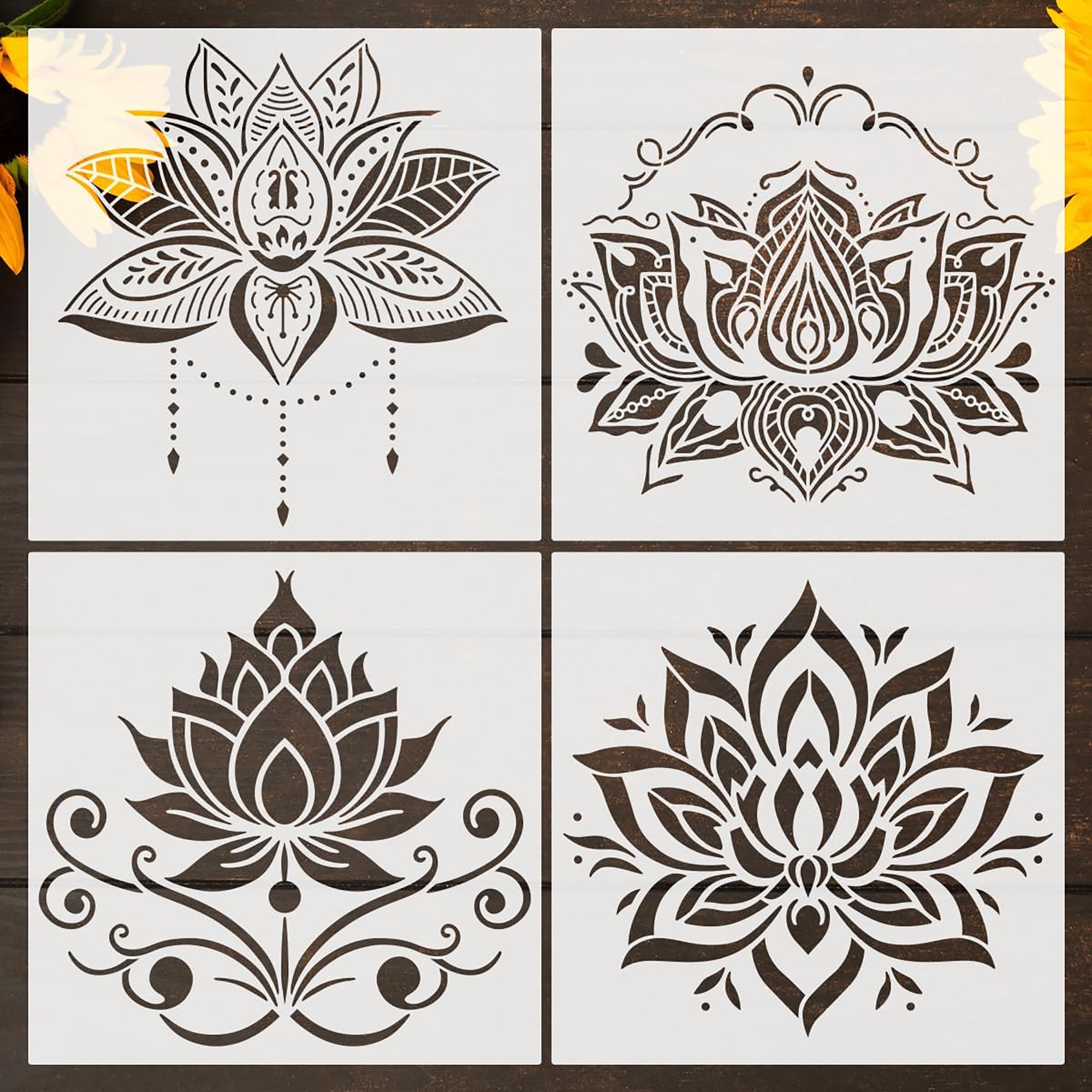 large lotus flower stencil for diwali decoration