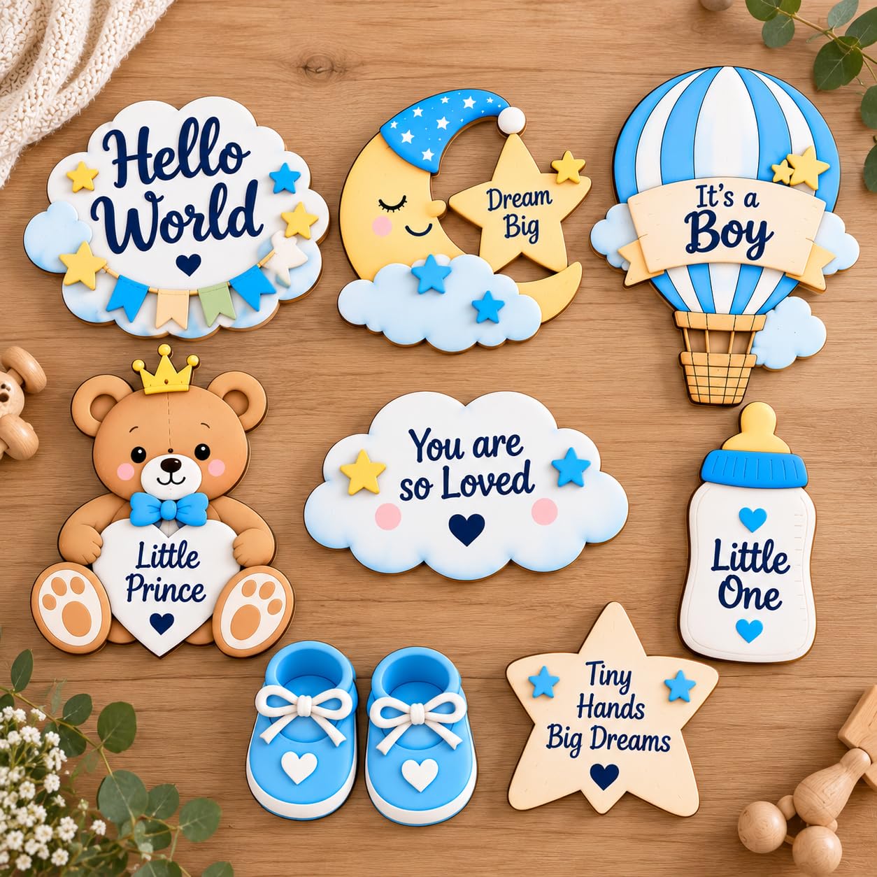 Welcome baby wooden photoshoot props set of 9