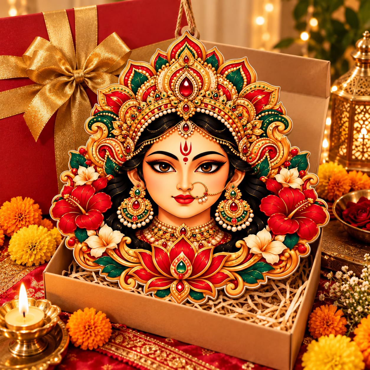 Navratri pooja room festive wall decor