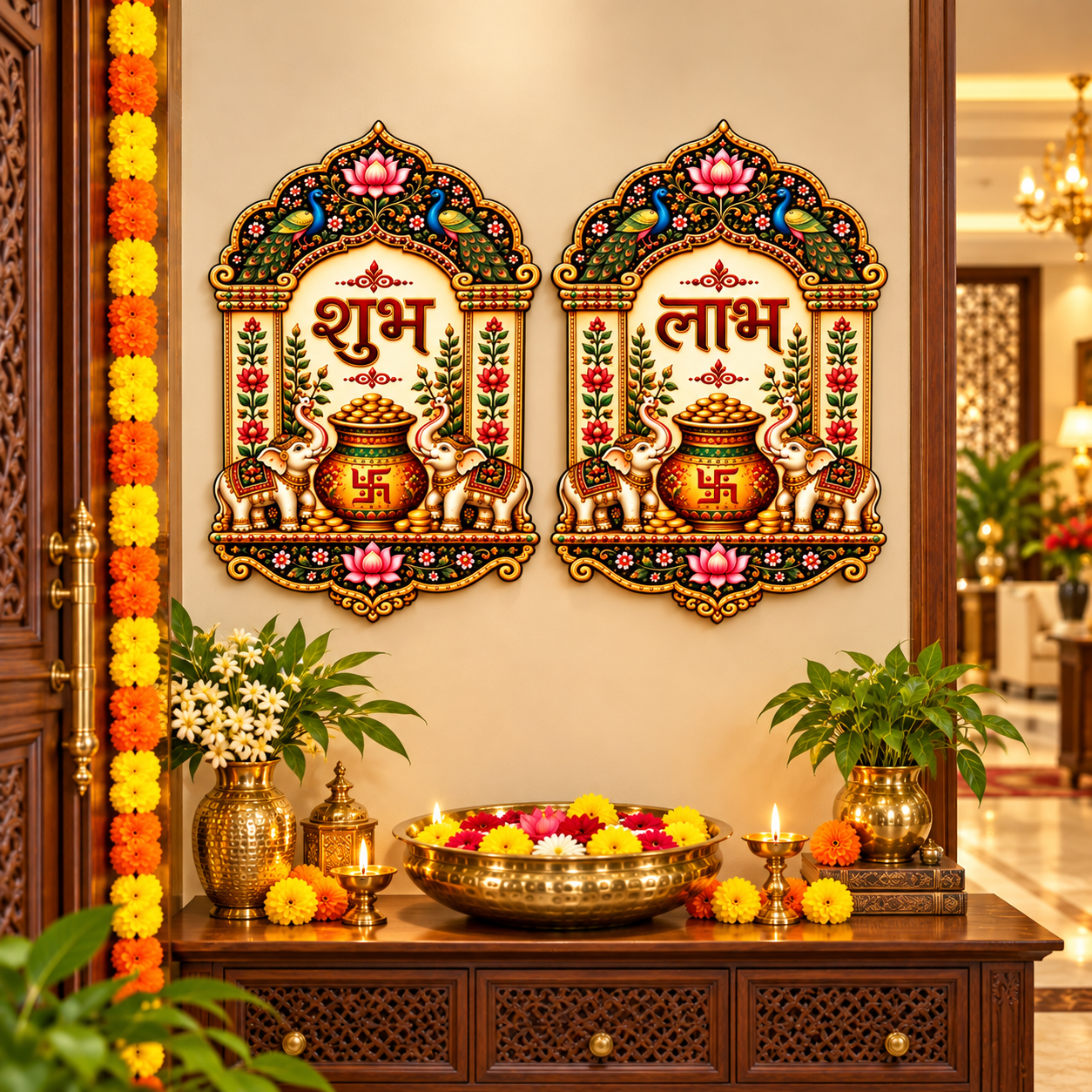 Shubh Labh wall decor set of 2 for Diwali