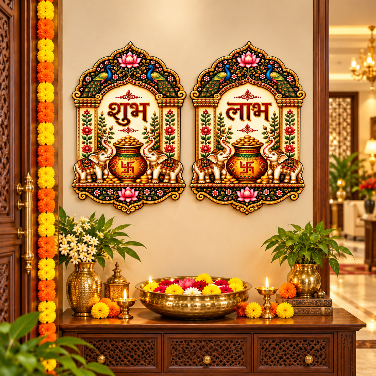 Shubh Labh wall decor set of 2 for Diwali