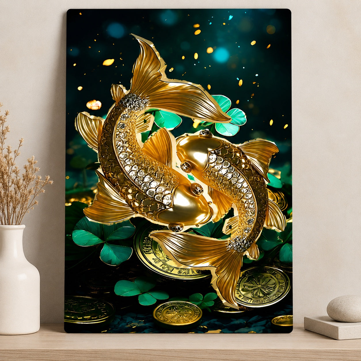 golden koi fish wall art for home decor