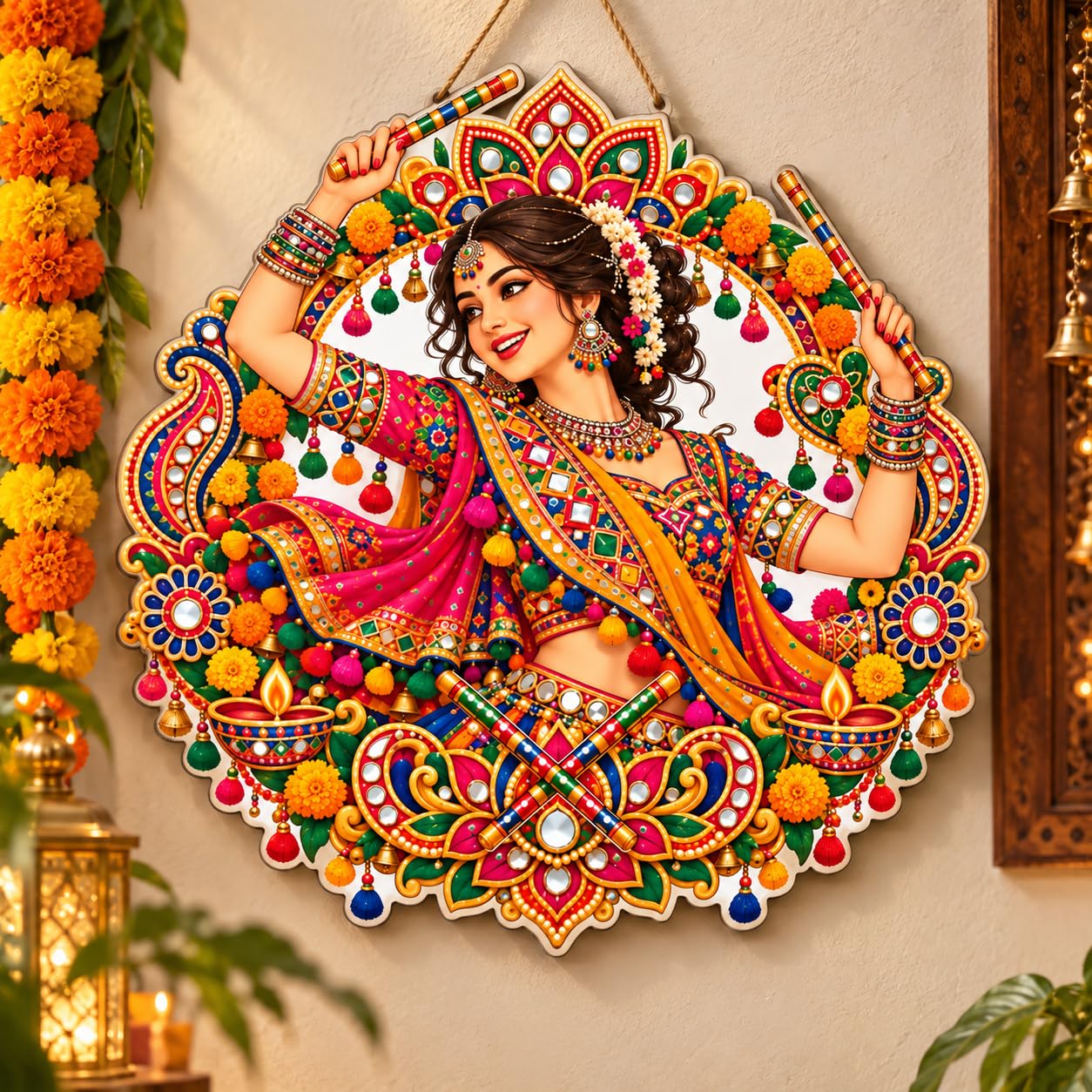 Garba dancer wall hanging decoration
