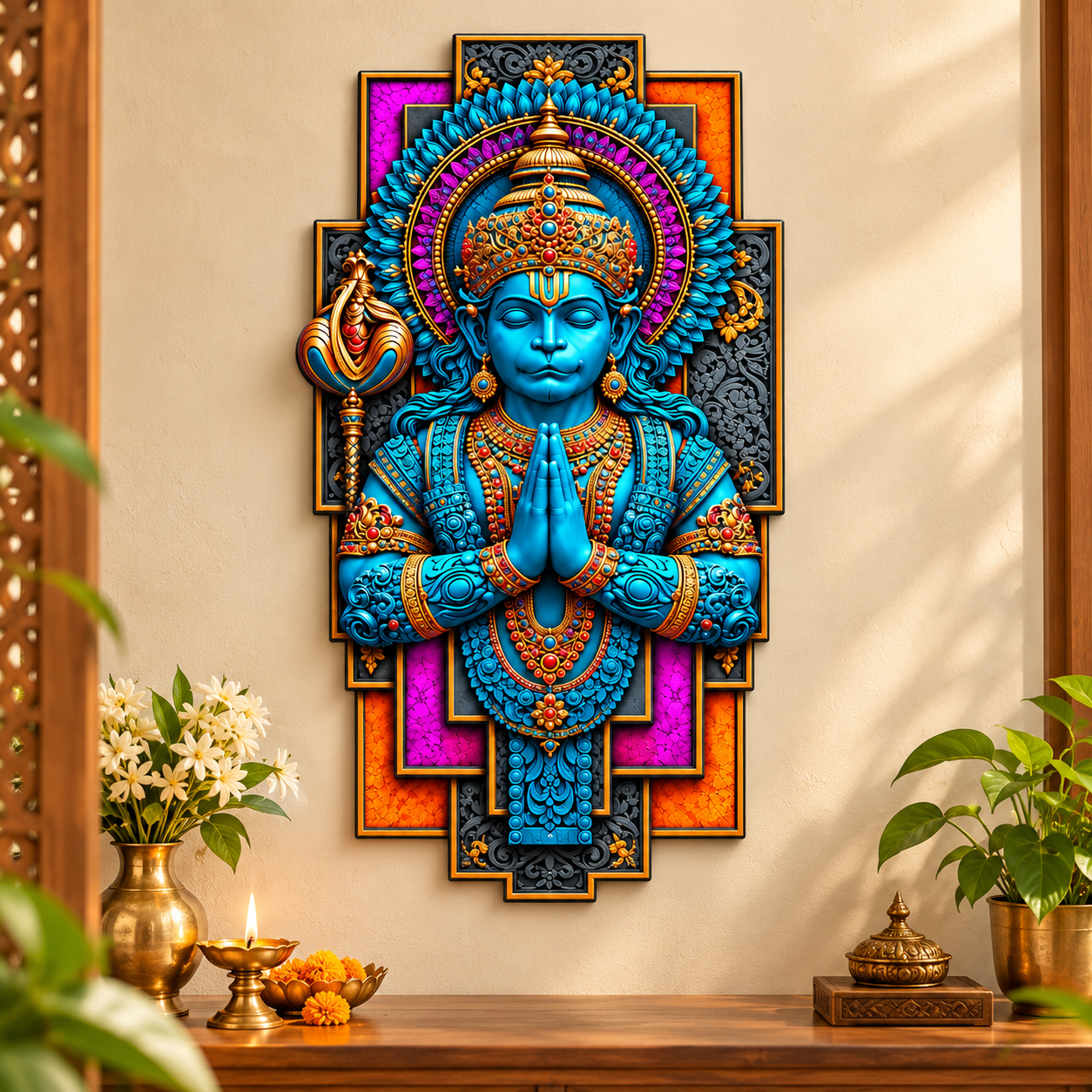 Lord Hanuman 3D wall art MDF